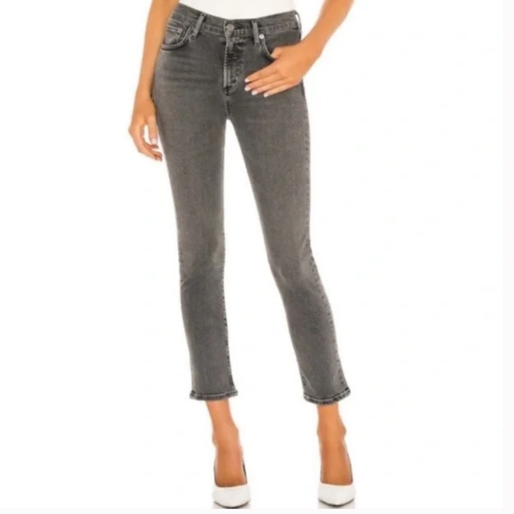 AGOLDE TONI CIGARETTE STYLE WASHED BLACK SLIM STRAIGHT JEANS